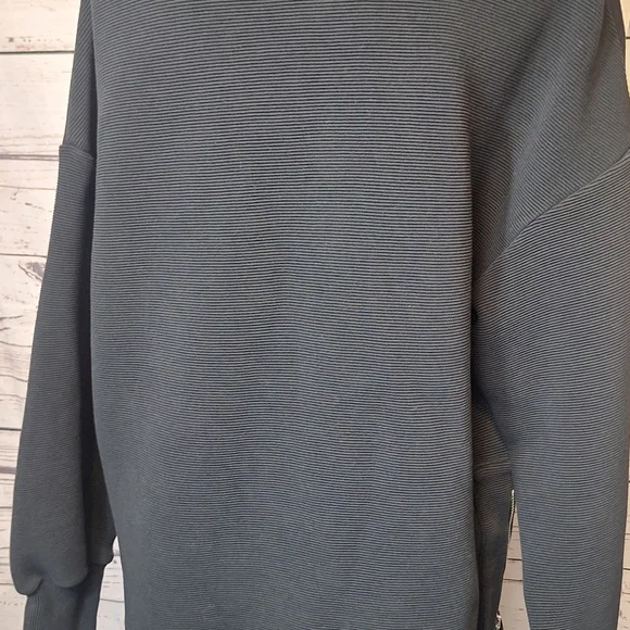 Varley Black Mae Longline Side Zip Ribbed Oversized Sweatshirt Sz. S - Picture 4 of 8